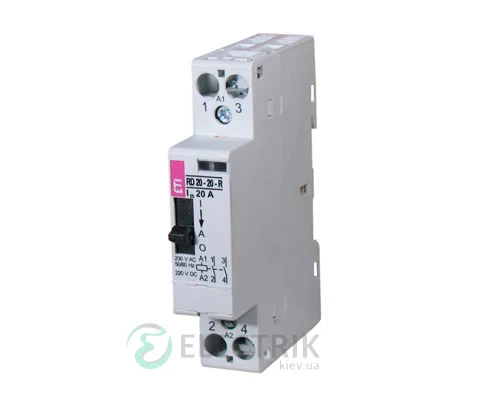 Модульний контактор RD 20-10-R 20A 24V AC/DC 1NO з ручним керуванням, ETI (Словенія) 2464035