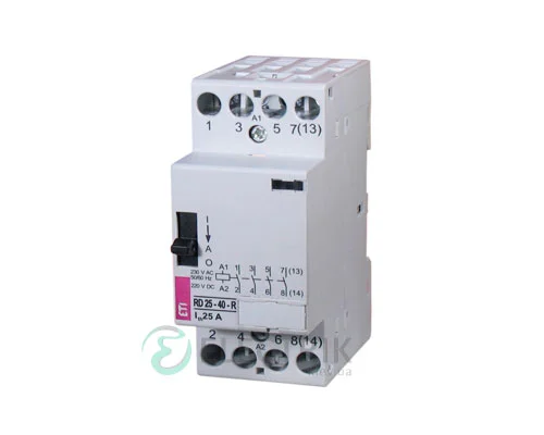 Модульний контактор R 25-40-R 25A 230V AC 4NO з ручним управлінням, ETI (Словенія) 2464052