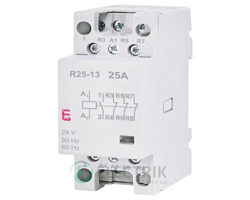 Контактор модульный R 25-13 25A 24V AC 1NO+3NC, ETI (Словения) 2462331