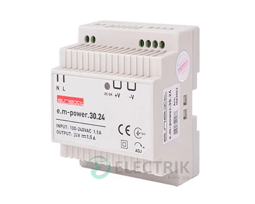 Блок питания на DIN-рейку e.m-power.30.24 30Вт, DC24В