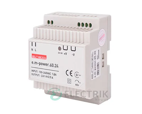 Блок питания на DIN-рейку e.m-power.60.24 60Вт, DC24В