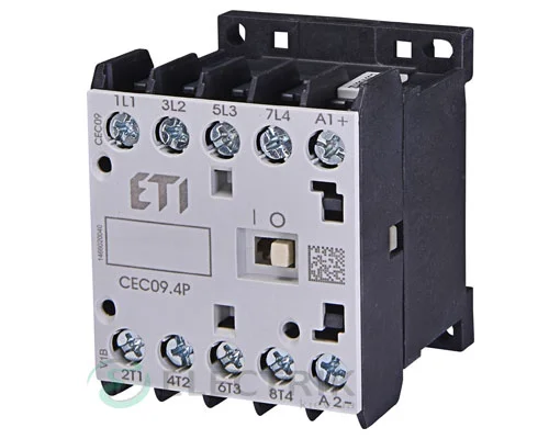 Мініатюрний контактор CEC 09.4P 230V/АС 9A 4kW AC3 4р (4НО), ETI