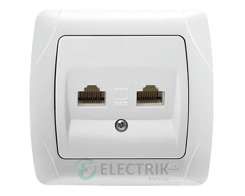 Розетка компьютерная двойная RJ-45 Viko Carmen, белая (90561034)