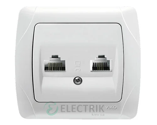 Розетка компьютерная RJ 45+телефон RJ 11 Viko Carmen, белая (90561035)