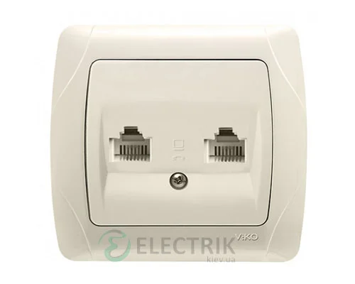 Розетка компьютерная двойная RJ-45 Viko Carmen, крем (90562034)