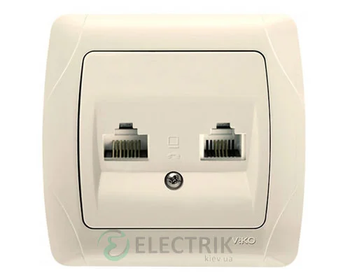 Розетка компьютерная RJ 45+телефон RJ 11 Viko Carmen, крем (90562035)