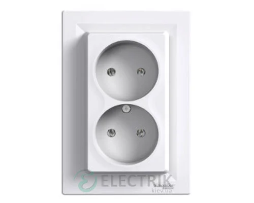 Розетка без заземления, двойная белая, Asfora EPH9700121