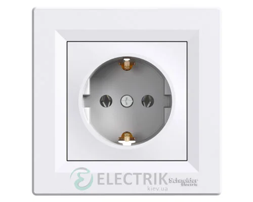 Розетка с заземлением белая, Asfora EPH2900121