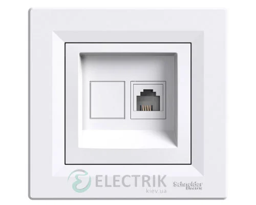 Розетка телефонна, RJ11, 4 контакти біла, Asfora EPH4100121