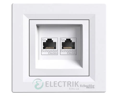 Розетка комп’ютерна, RJ45, кат.5е, UTP, двійна біла, Asfora EPH4400121