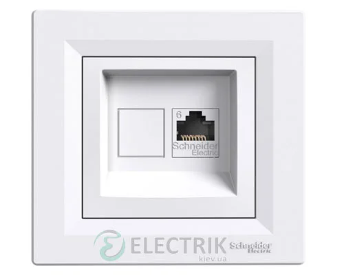 Розетка комп’ютерна, RJ45, кат.6, UTP біла, Asfora EPH4700121