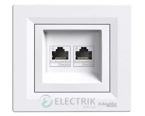 Розетка комп’ютерна, RJ45, кат.6, UTP, двійна біла, Asfora EPH4800121