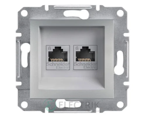 Двопостова комп'ютерна розетка, RJ45, кат.6, UTP алюміній, Asfora EPH4800161