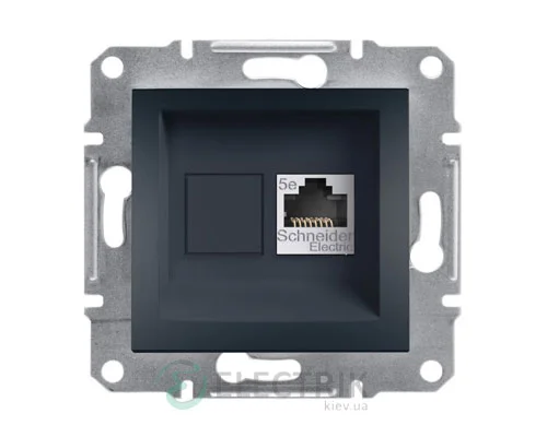 Розетка компьютерная, RJ45, кат.5е, STP антрацит, Asfora EPH5000171