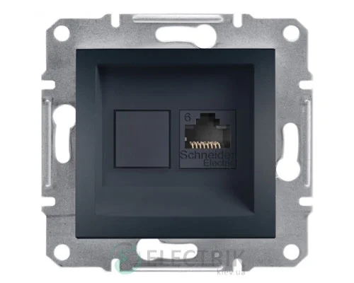 Розетка компьютерная, RJ45, кат.6, UTP антрацит, Asfora EPH4700171
