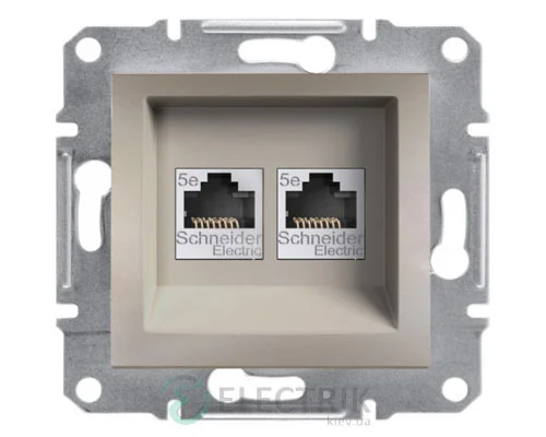 Двоконтактна комп'ютерна розетка, RJ45, кат.5е, UTP бронза, Asfora EPH4400169