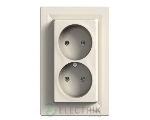 Двоконтактна розетка без заземлення, кремова, Asfora EPH9700123