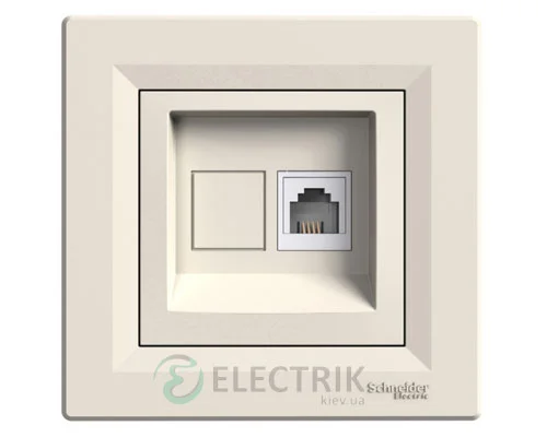 Телефонна розетка RJ11, 4 контакти, кремова, Asfora EPH4100123