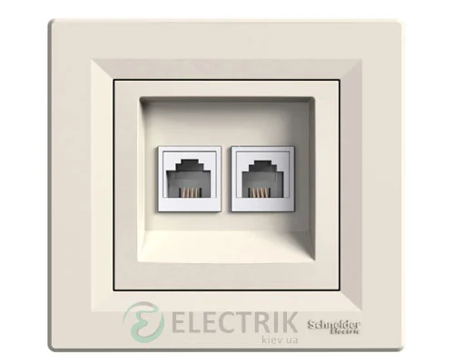 Телефонна розетка RJ11, 4 контакти, двоконтактна, кремова, Asfora EPH4200123