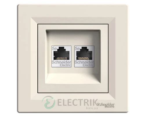 Комп’ютерна розетка RJ45, кат.5е, UTP, двоконтактна, кремова, Asfora EPH4400123
