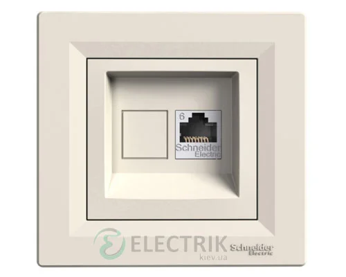Розетка компьютерная, RJ45, кат.6, UTP крем, Asfora EPH4700123