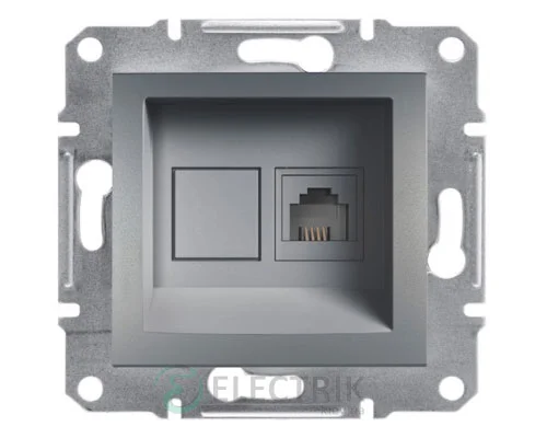 Розетка телефонна, RJ11, 4 контакти сталь, Asfora EPH4100162