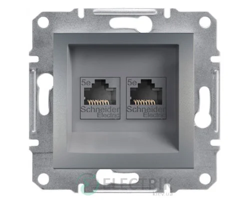 Розетка комп’ютерна, RJ45, кат.5е, UTP, подвійна сталь, Asfora EPH4400162