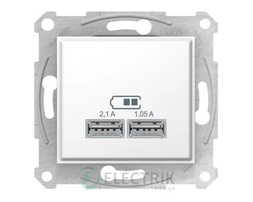 Розетка USB двойная, белый, Sedna SDN2710221