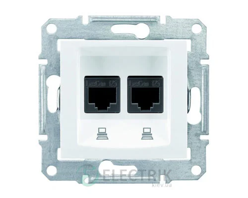 Двополюсна комп’ютерна розетка RJ45, кат.5е, STP, біла, Sedna SDN4600121