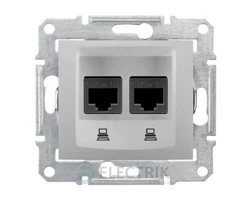 Розетка комп’ютерна подвійна RJ45, кат.6, STP, алюміній, Sedna SDN5000160