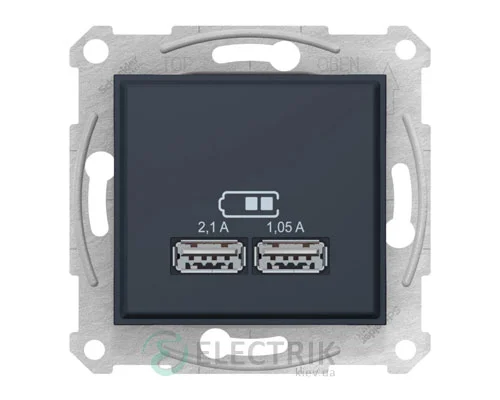 Розетка USB двойная, графит, Sedna SDN2710270