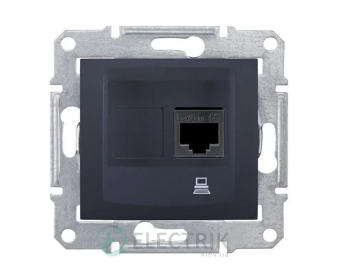 Розетка комп'ютерна RJ45, кат.6, STP, графіт, Sedna SDN4900170