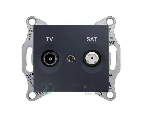 Розетка TV/SAT проходна, 4 dB, графіт, Sedna SDN3401970