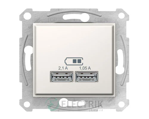 Розетка USB двойная, слоновая кость, Sedna SDN2710223
