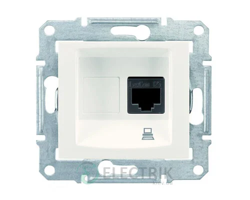 Комп’ютерна розетка RJ45, кат.6, UTP, слонова кістка, Sedna SDN4700123