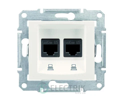 Розетка компьютерная двойная RJ45, кат.6, STP, слоновая кость, Sedna SDN5000123