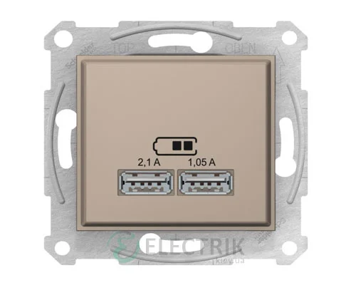 Розетка USB двойная, титан, Sedna SDN2710268