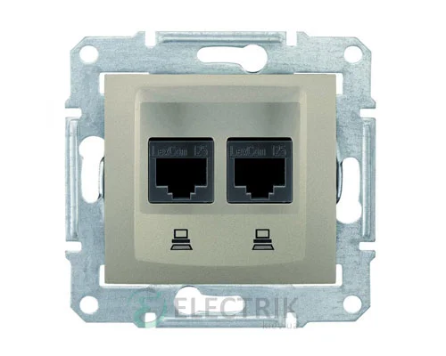 Розетка компьютерная двойная RJ45, кат.5е, STP, титан, Sedna SDN4600168