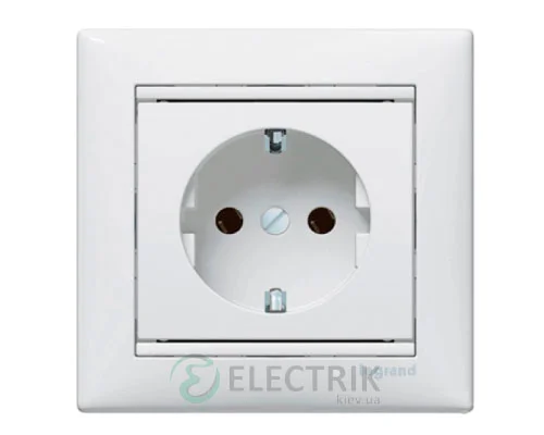Розетка з заземленням, з кришкою, Legrand Valena 16А 774422 (біла)