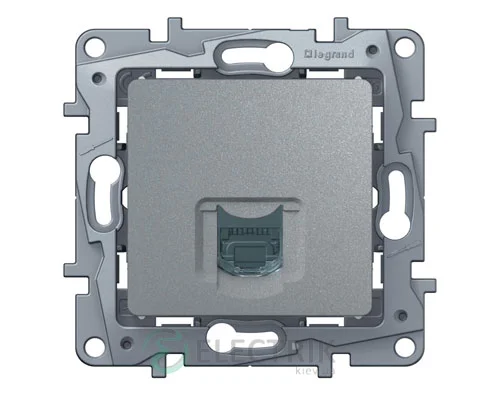 Розетка компьютерная RJ45 кат.6 UTP, алюминий Legrand Etika 672453
