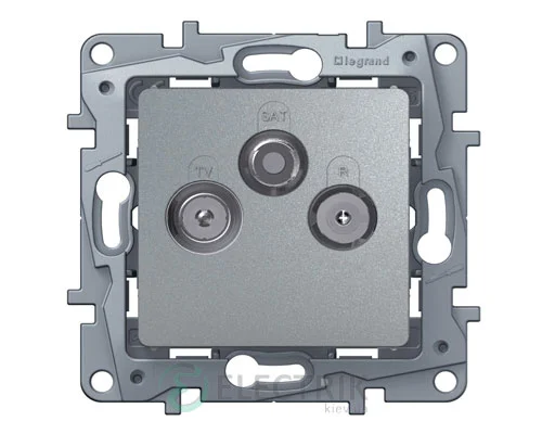 Розетка TV-R-SAT, двухкабельная, алюминий Legrand Etika 672456