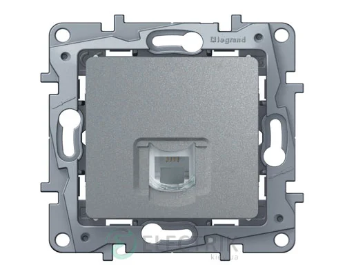 Розетка телефонная RJ11, алюминий Legrand Etika 672440