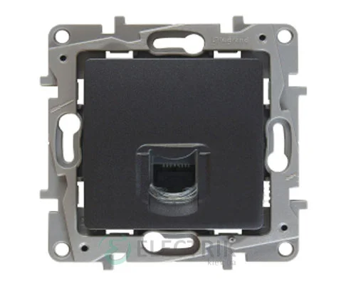 Розетка компьютерная RJ 45 кат. 6 UTP, антрацит Legrand Etika 672653