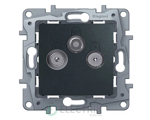 Розетка TV-R-SAT, двухкабельная, антрацит Legrand Etika 672656