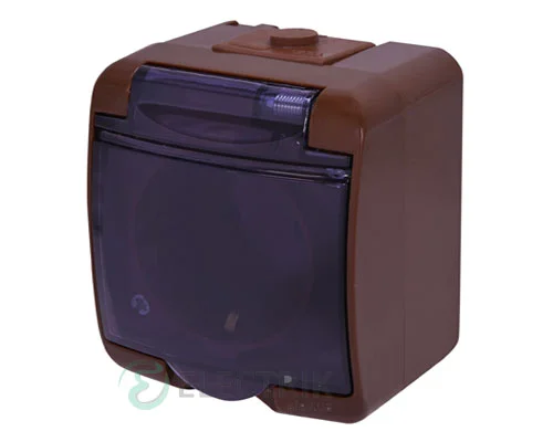 Розетка одинарная с з/к ETI HERMETICS RHE-1sd-KR Коричневый (4668051)