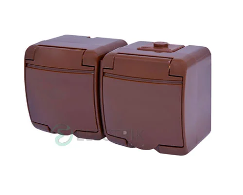 Розетка двойная с з/к ETI HERMETICS RHE-2s-KR Коричневый (4668052)