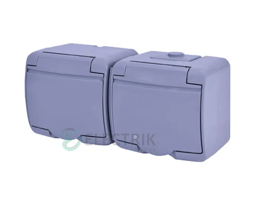 Розетка двойная с з/к ETI HERMETICS RHE-2s-SR Серый (4668072)