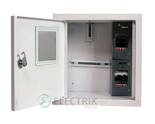 Корпус e.mbox.stand.w.f1.04.z.e металевий, під 1-ф. електронний лічильник, 4 мод., вбудовуваний, з замком