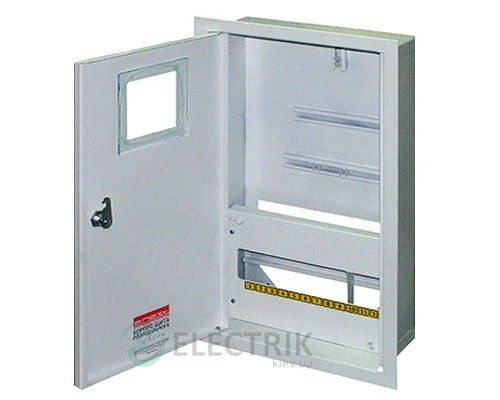 Корпус e.mbox.stand.w.f3.12.z.e металлический, под 3-ф. электронный счётчик, 12 мод., встраиваемый, с замком