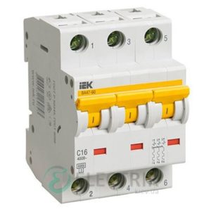 Автоматический выключатель ВА47-60 3P 25 А х-ка C, IEK MVA41-3-025-C